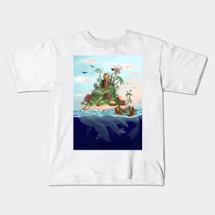 Floating Island City on a Whale Kids T-Shirt